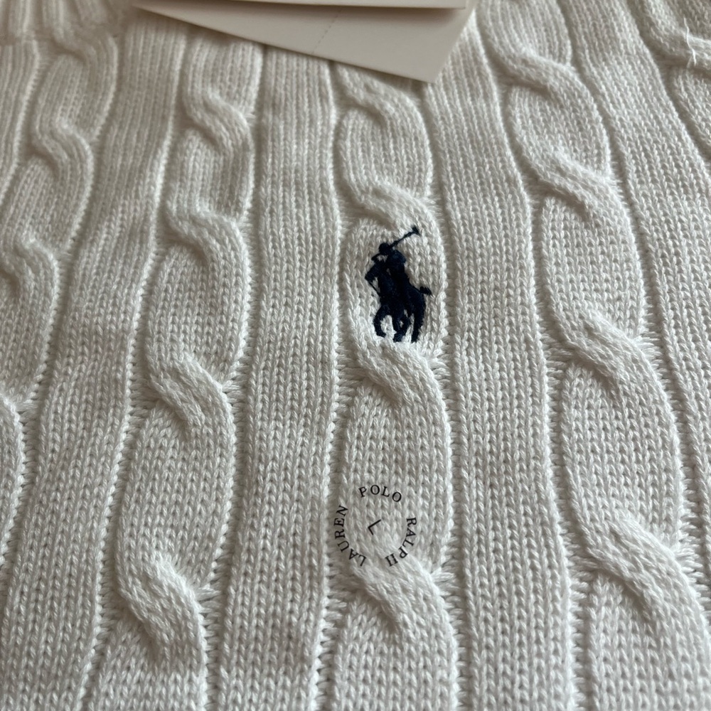 Polo by Ralph Lauren Men's White Cable Knit Sweater